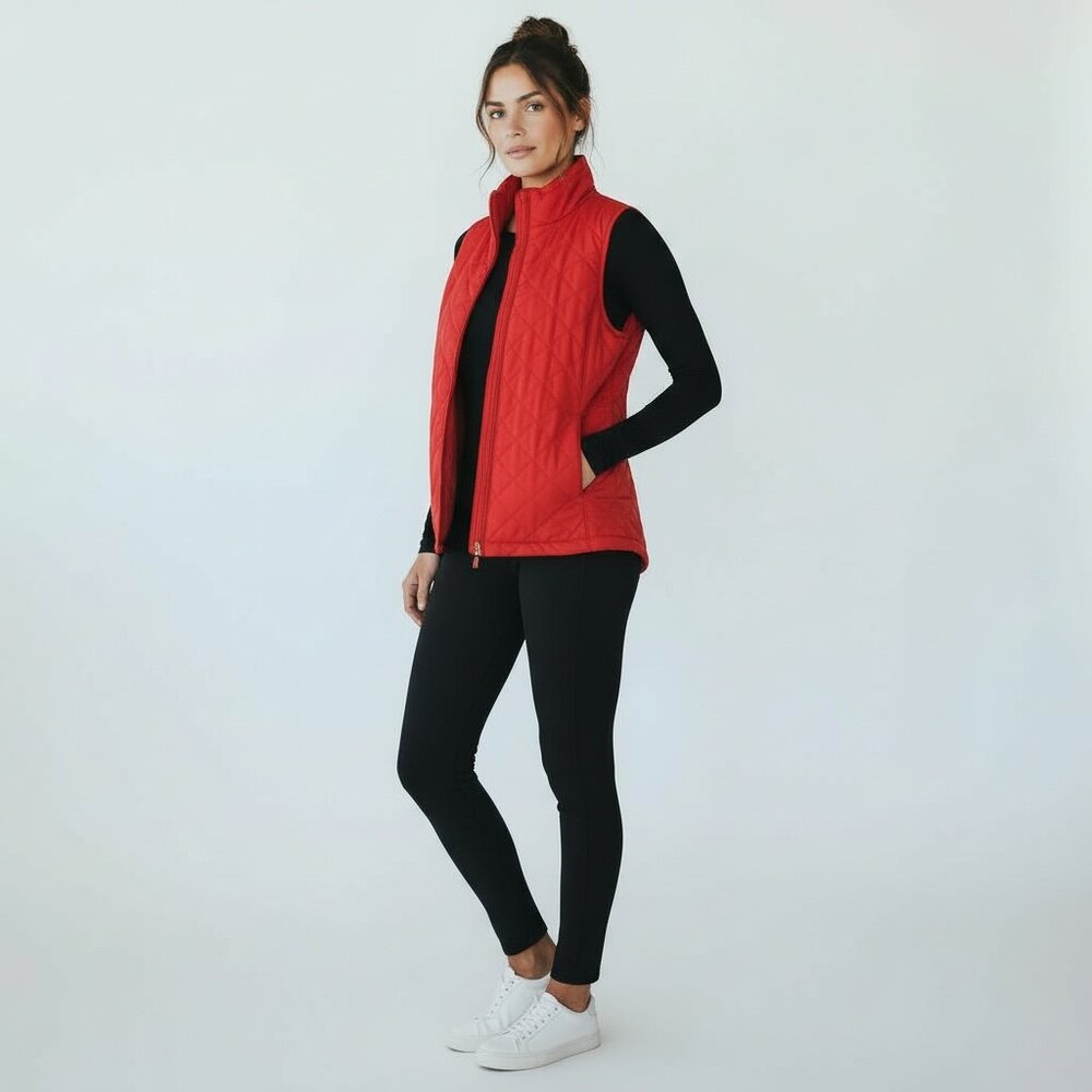 Jones New York Signature Woman Puffer Vest Plus sz 3X Red Quilted Y2K - Picture 12 of 12